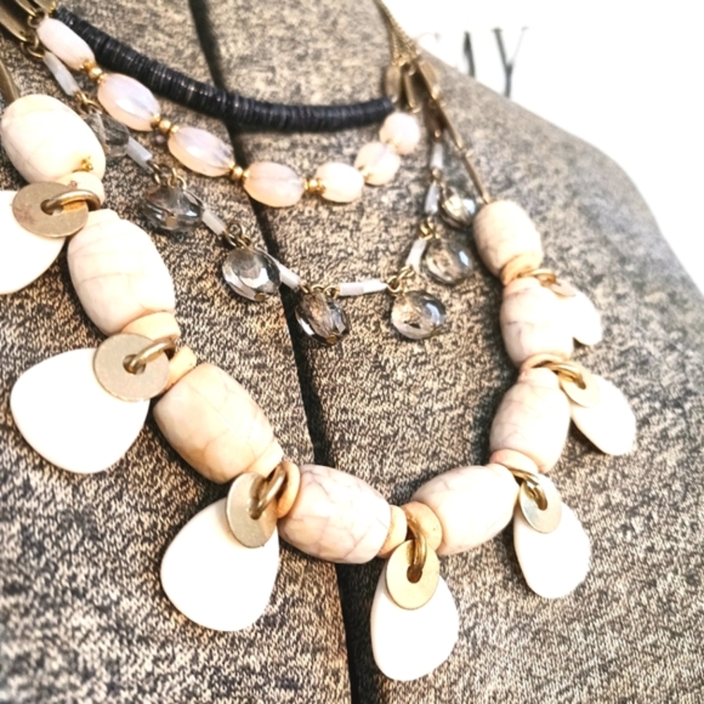 4 strand gemstone glass & metal necklace